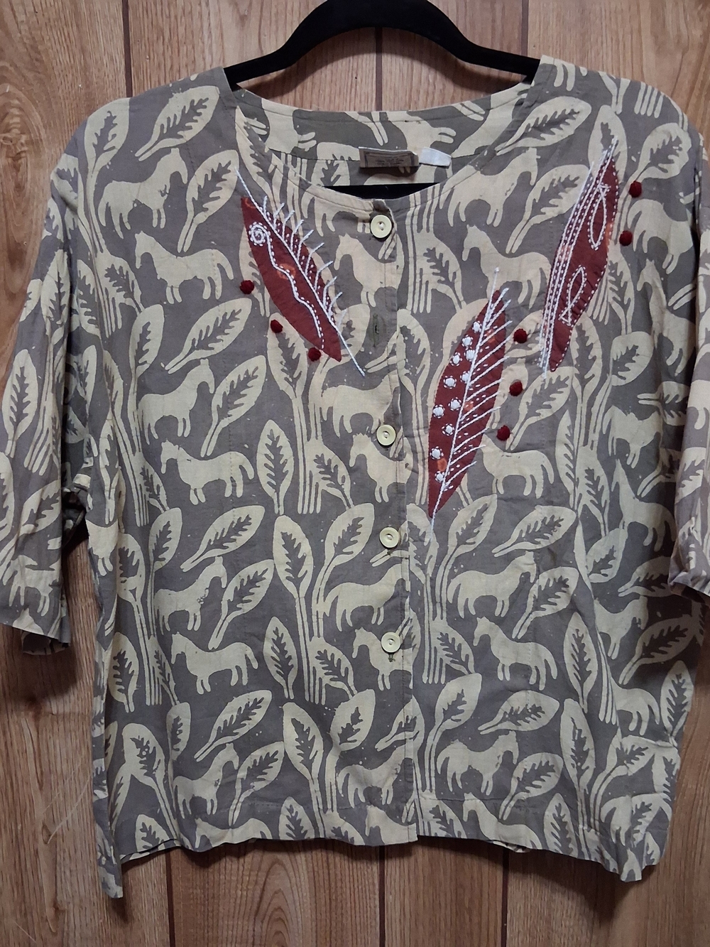 Marketplace India Sz S-M Fine Cotton Animal/ Feather Print Ethical Fashion